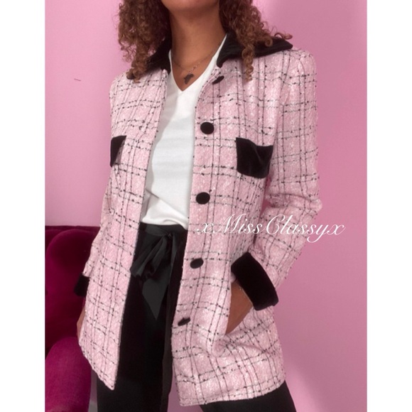 ✨Stunning PRESTIGE Elegance Paris Pink Wool Boucle Tweed Jacket Coat Blazer - Picture 14 of 16